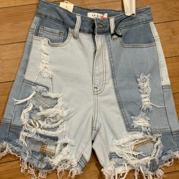 NWT AP blue distressed shorts by aphrodite jeans - Picture 3 of 5